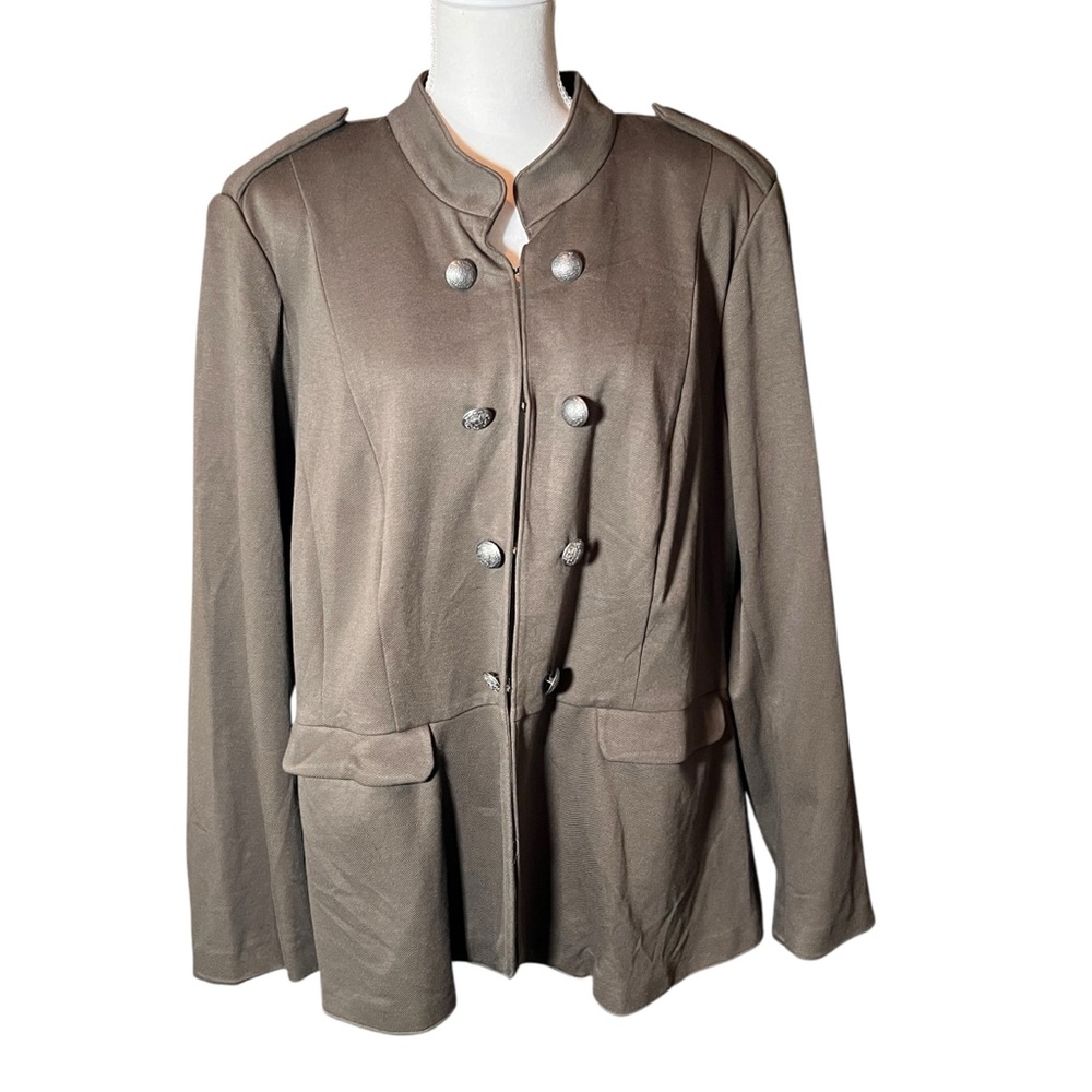 Lane Bryant Ponte Knit Military Style Jacket Blazer Size 28 4X Olive‎ Green NWT